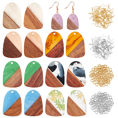 Bricolaje 8 pares de pendientes de madera con forma de lágrima, incluyendo los colgantes, ganchos de latón para pendientes y anillo de salto
