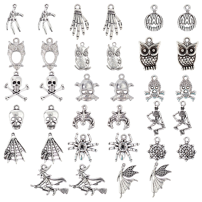 Halloween Theme Tibetan Style Alloy Pendants & CCB Plastic Pendants, Mixed Shapes