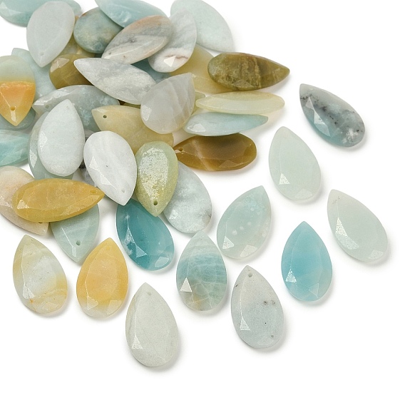 Граненые подвески из натурального цветка амазонита, слезинки