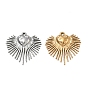 304 Stainless Steel Pendants, Heart with Sunburst Charms