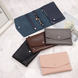 Сумки для ювелирных изделий из искусственной кожи, складной дорожный клатч для украшений, ожерелий, сережек-гвоздиков, браслетов, прямоугольные