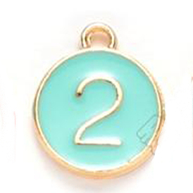 Charmes d'émail d'alliage, or, plat rond avec le nombre 2