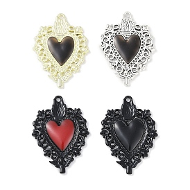 Rack Plating Alloy Enamel Pendants, Cadmium Free & Nickel Free & Lead Free, Heart Charm