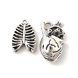 Сплавочные подвески тибетского стиля, грудная полость/сердце, без кадмия и без свинца