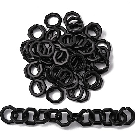 Opaque Spray Painted Acrylic Linking Rings, Quick Link Connectors, for Cable Chains Making, Frosted, Octagon