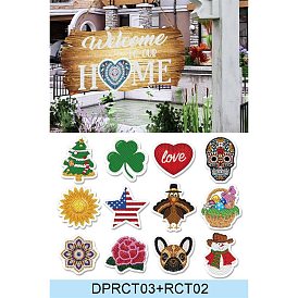 PVC Hanging Welcome Sign Diamond Painting Kit, for DIY Glow in the Dark Door Sign, with Magnetic Stickers