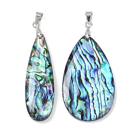 Природные пауа оболочки подвески, подвески-слезинки с латунными дужками, платина, стойки покрытие