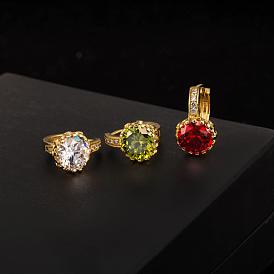 Aretes de aro de latón con diamantes de imitación de diseño perfecto chapados en oro real de 18 k, 9 mm