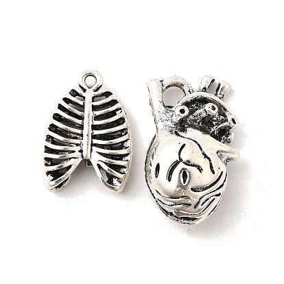 Сплавочные подвески тибетского стиля, грудная полость/сердце, без кадмия и без свинца