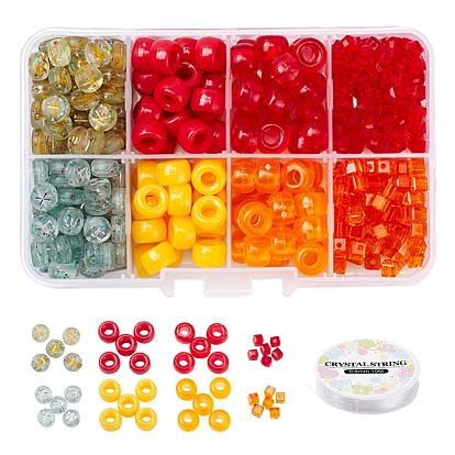 DIY Jewelry Making Kits, Including Transparent Acrylic Beads, Acrylic European Beads, Cube Glass Beads, Elastic Crystal Thread