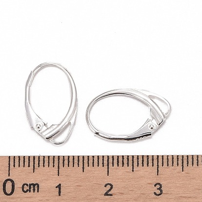 925 Sterling Silver Leverback Hoop Earring Findings, 17x11x1.5mm, Hole: 3.5x1mm, Pin: 0.8mm, about 15pairs/20g