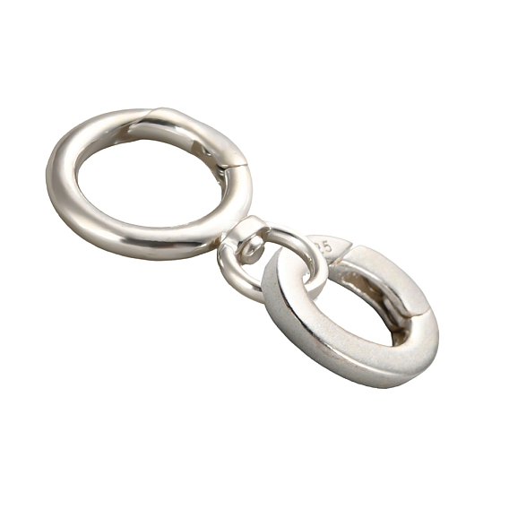 2Pcs 2 Styles 925 Sterling Silver Spring Gate Clasps with Swivel Clasps, Oval