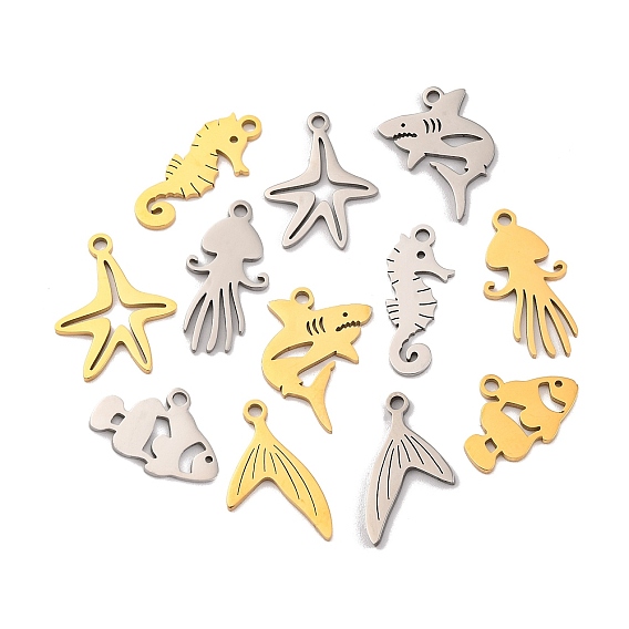 201 подвески из нержавеющей стали, лазерная резка, очарование морских животных
