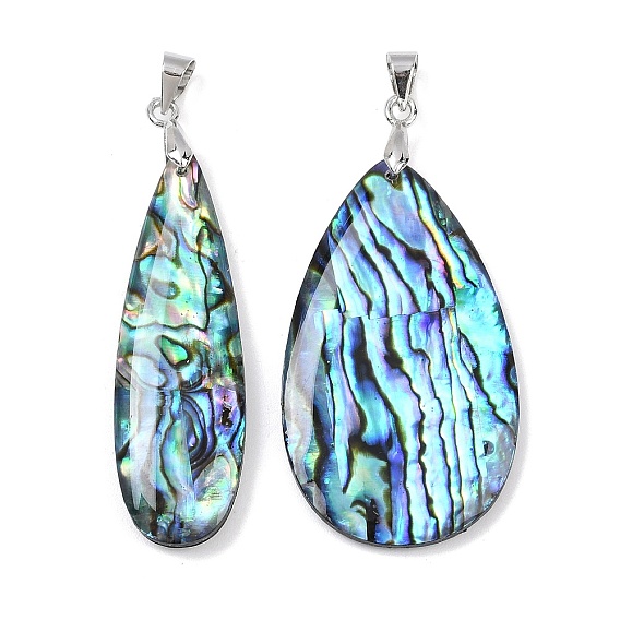 Природные пауа оболочки подвески, подвески-слезинки с латунными дужками, платина, стойки покрытие