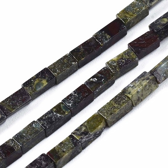 Natural Dragon Blood Jasper Beads Strands, Cuboid