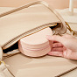 Round PU Leather Jewelry Storage Zipper Box, Portable Travel Jewelry Organizer Case for Necklace Earrings Rings