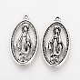 Сплавочные подвески тибетского стиля, чудодейственная медаль, 1830 благословенная девственница, без кадмия и без свинца, овальные