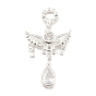 Silver 925 Sterling Silver Pendants, with Rhinestone, Angel Charms