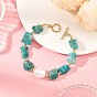 Bracelets en perles d'amazonite naturelle brute et de coquillage ovale, avec 304 fermoirs à bascule en acier inoxydable, nuggets