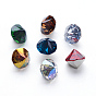 K9 Glass Rhinestone Cabochons, Pointed Back & Back Plated, Faceted, Cone