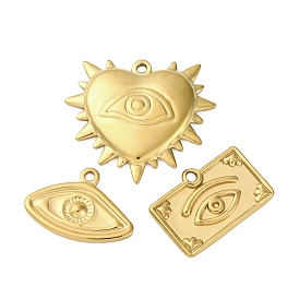 304 подвески из нержавеющей стали, ионное покрытие (ip), реальный 18 k позолоченный, подвеска в виде сердца, глаза и прямоугольника