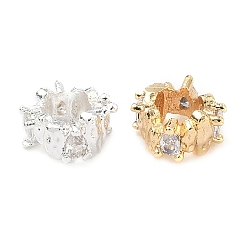 Латунь микропаве прозрачный кубический цирконий европейский бисер, большое отверстие шарик, рондель