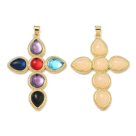 Подвески латуни cmолы, крест очарование, без свинца и без кадмия, стойки покрытие, долговечный, реальный 18 k позолоченный