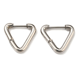 Stainless Steel Huggie Hoop Earrings, 304 Stainless Steel Needle with 201 Stainless Steel Ring, Triangle