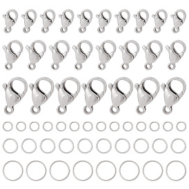 120шт 3 стили 304 карабины из нержавеющей стали с 120шт 3 стили открытыми соединительными кольцами