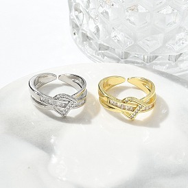 Кольца-манжеты с прозрачным кубическим цирконием в виде буквы d, украшения из латуни для женщин, долговечный, стойки покрытие, без свинца и без кадмия