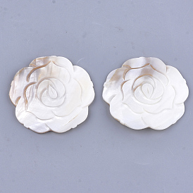 Carved Freshwater Shell Cabochons, Flower
