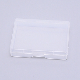 Transparent Plastic Bead Containers, with Hinged Lids, Rectangle