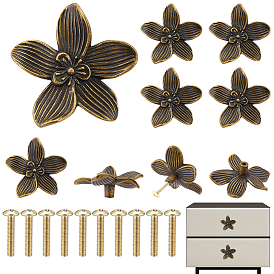 Alloy Drawer Cabinets Handles, Flower, with Screw