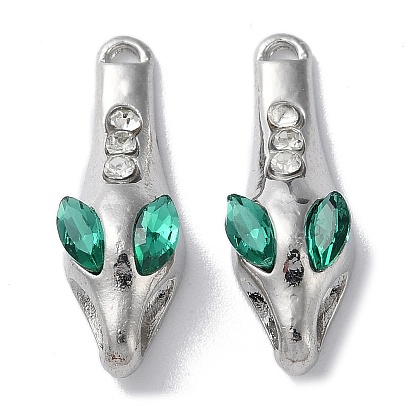 Alloy with Rhinestone Pendant, Lead Free & Cadmium Free, Snake Charms