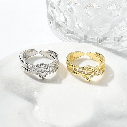 Кольца-манжеты с прозрачным кубическим цирконием в виде буквы d, украшения из латуни для женщин, долговечный, стойки покрытие, без свинца и без кадмия