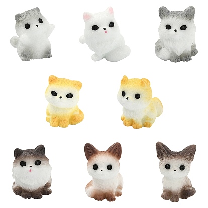 40Pcs 8 Styles Opaque Resin Cat Shape Display Decorations, Micro Landscape Dollhouse Accessories