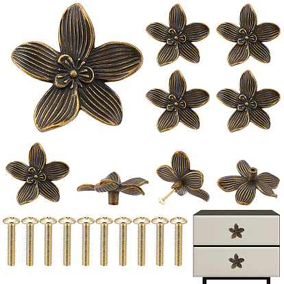 Alloy Drawer Cabinets Handles, Flower, with Screw