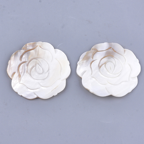 Cabochons en coquille d'eau douce sculptés, fleur