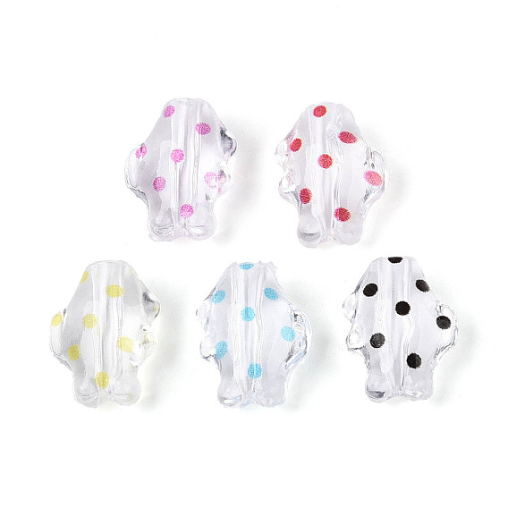 Печатные прозрачные акриловые бусины, рыба в горошек