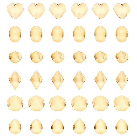 36 шт 6 стиль 304 подвески из нержавеющей стали, золотые, лист и сердце и слеза