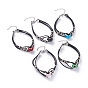 Cowhide Leather Cord Multi-strand Bracelets, with Glass European Beads, Brass Spacer Beads, Iron Ribbon Ends and 304 Stainless Steel Lobster Claw Clasps