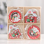 Christmas Wooden Box Set Pendant Decoration, for Christmas Tree Hanging Ornaments
