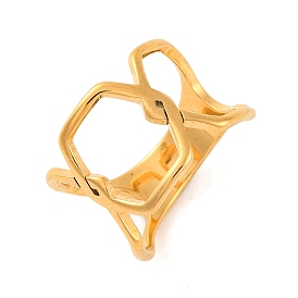 Ion Plating(IP) 304 Stainless Steel Hollow Hexagon Finger Rings for Women