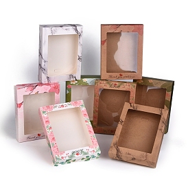 Foldable Creative Kraft Paper Box, Paper Gift Box, with Clear Window, Rectangle