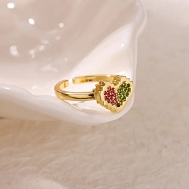 304 Открытые кольца-манжеты из нержавеющей стали с микропаве из кубического циркония, сердце