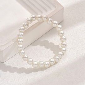 Elegant Adjustable Plastic Imitation Pearl Beaded Stretch Bracelets for Women, European and American Style