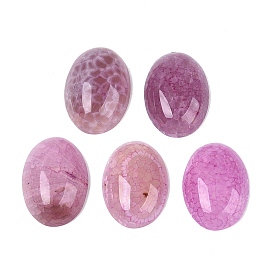 Окрашенный натуральный огненный агат кабошон с трещинками, овальные