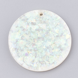 Resin Pendants, with Paillette, Flat Round