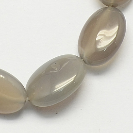 Perles plat ovale pierres précieuses agate gris naturel de pierre brins