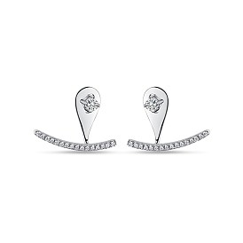 TINYSAND 925 Sterling Silver Trendy Silver Ear Jacket, 20.3x15.5mm, Pin: 10.98mm